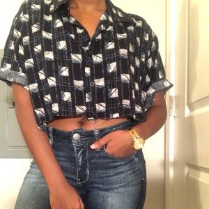 Vintage Cropped distressed button down